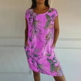 thumbnail image 1 of ITSAME Women's Plus Size Dress, Floral Prints Short Sleeve Loose Comfy Summer Casual Midi Dresses Purple 2XL, 1 of 6