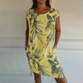 thumbnail image 1 of ITSAME Women's Plus Size Dress, Short Sleeve Floral Prints Loose Comfy Summer Casual Midi Dresses Yellow S, 1 of 6