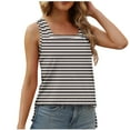 thumbnail image 1 of ITSAME Women's Plus Size Tank Tops, Square Neck Striped Loose Fit Summer Causal Fashion Blouse Black 3XL, 1 of 6