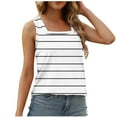 thumbnail image 1 of ITSAME Women's Plus Size Tank Tops, Square Neck Striped Loose Fit Summer Causal Fashion Blouse White L, 1 of 6