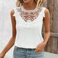 thumbnail image 1 of ITSAME Women's Tank Tops, Elegant Dressy Hollow Out Lace Round Neck Summer 2025 Sleeveless Blouse White M, 1 of 7
