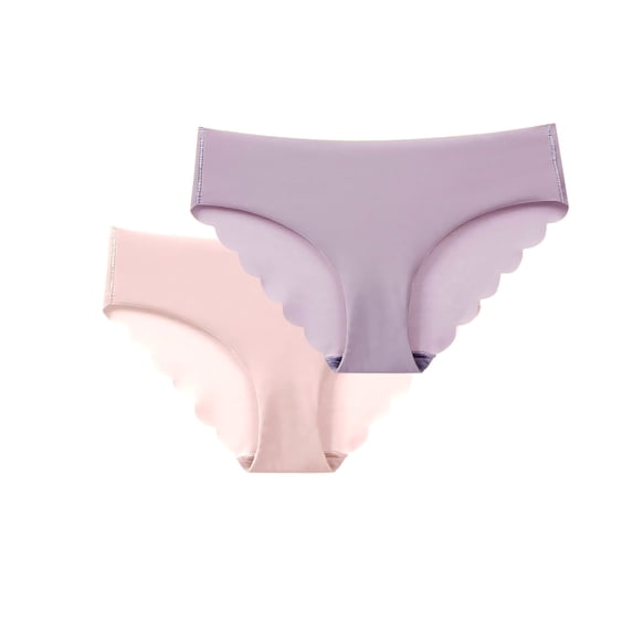 ITSAME Women's Underwear 2-Pack Low Waist Stretch Breathable Silky Ice Silk Hipster Panties Purple Size 2XL