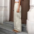 thumbnail image 1 of ITSAME Women's Wide Leg Cargo Pants High Waist Loose Fit Multi-Pocket Trendy Casual Trousers Khaki Size M, 1 of 5