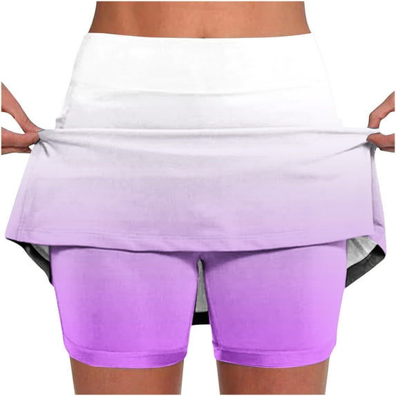 ITSAME Womens Active Skorts, Elastic Waist Plus Size Pleated Golf Summer Stretch Tennis Skirts Purple