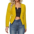 thumbnail image 1 of ITSAME Womens Blazer, Long Sleeve Zipper Pockets Solid Color Daily Commute Office Suit Jacket Yellow L, 1 of 1