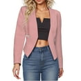 thumbnail image 1 of ITSAME Womens Blazer, Solid Color Long Sleeve Zipper Pockets Daily Commute Office Suit Jacket Pink L, 1 of 5