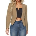 thumbnail image 1 of ITSAME Womens Blazer, Zipper Pockets Solid Color Long Sleeve Daily Commute Office Suit Jacket Brown M, 1 of 5
