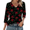 thumbnail image 1 of ITSAME Womens Blouses, 3/4 Sleeve Floral Print V-Neck Raglan Pullover Ladies Casual Fashion Tops Multicolor Size 2XL, 1 of 6
