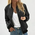 thumbnail image 1 of ITSAME Womens Bomber Jackets, Zip Up Long Sleeve Waterproof Fashion Outwear with Pockets Black S, 1 of 6