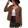 thumbnail image 1 of ITSAME Womens Cardigan Sweater, Button Down Crew Neck Long Sleeve Fashion Elegant Dressy Outwear Brown S, 1 of 5