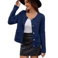 thumbnail image 1 of ITSAME Womens Cardigan Sweater, Crew Neck Long Sleeve Button Down Fashion Elegant Dressy Outwear Navy M, 1 of 7