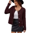 thumbnail image 1 of ITSAME Womens Cardigan Sweater, Long Sleeve Button Down Crew Neck Fashion Elegant Dressy Outwear Wine M, 1 of 7