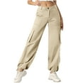 thumbnail image 1 of ITSAME Womens Cargo Pants, High Waisted Multi-Pockets Active Fit Fashion Athletic Hiking Outdoor Joggers Beige L, 1 of 8
