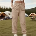 thumbnail image 1 of ITSAME Womens Cargo Pants, High Waisted with Pockets Lightweight Loose Hiking Tapered Jogger Pants Khaki L, 1 of 9