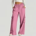 thumbnail image 1 of ITSAME Womens Cargo Pants, Wide Leg Loose Fit Drawstring Casual Workout Sweatpants with Pockets Pink S, 1 of 8