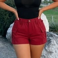 thumbnail image 1 of ITSAME Womens Cargo Shorts Elastic Waist with Pockets Lightweight Summer Casual Fashion Shorts Red Size S, 1 of 5