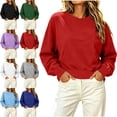 thumbnail image 1 of ITSAME Womens Cropped Crew Neck Sweatshirt Long Sleeve Relaxed Fit Pullover with Kangaroo Pocket White Size 2XL, 1 of 8