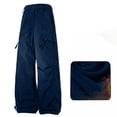 thumbnail image 1 of ITSAME Womens Fleece Cargo Pants, Straight Leg High Waisted Thicken Waterpoof Athletic Hiking Outdoor Pants Dark Blue XL, 1 of 8