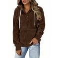 thumbnail image 1 of ITSAME Womens Fleece Hoodie, with Pocket Soft Fluffy Long Sleeve Winter Thicken Warm Tops Coffee M, 1 of 8