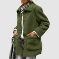 thumbnail image 1 of ITSAME Womens Fleece Jackets, Winter Warm Solid Lapel Plush Cozy Casual Trendy Coat Green L, 1 of 9