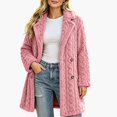 thumbnail image 1 of ITSAME Womens Fleece Mid Length Coat Notched Lapel Button Front Warm Winter Outerwear Jacket Pink Size 2XL, 1 of 9