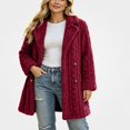 thumbnail image 1 of ITSAME Womens Fleece Mid Length Coat Notched Lapel Button Front Warm Winter Outerwear Jacket Red Size L, 1 of 3