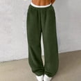 thumbnail image 1 of ITSAME Womens Fleece Pants, Straight Leg Elastic Waist Thicken Warm Winter Soft Fluffy Sweatpants Green L, 1 of 7