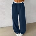 thumbnail image 1 of ITSAME Womens Fleece Pants, Thicken Warm Elastic Waist Straight Leg Winter Soft Fluffy Sweatpants Navy M, 1 of 7
