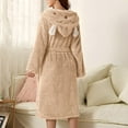 thumbnail image 1 of ITSAME Womens Fleece Robes, Keep Warm Lengthening Long Sleeve Bathrobe Loungewear Khaki XL, 1 of 7
