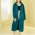 thumbnail image 1 of ITSAME Womens Fleece Robes, Keep Warm Solid Color Comfy Hooded Bathrobe Green L, 1 of 7