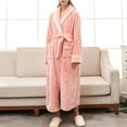thumbnail image 1 of ITSAME Womens Fleece Robes, Keep Warm Solid Color Lengthening Ladies Bathrobe Homewear Pink XL, 1 of 7