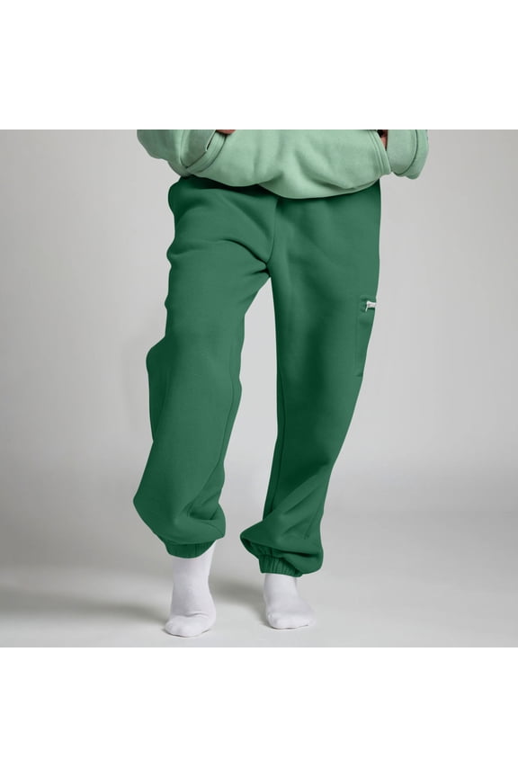 Womens Fleece Sweatpants, Plus Size Running Tapered Pants Elastic Waist Workout Joggers with Pockets Army Green 2XL