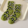 thumbnail image 1 of ITSAME Womens Fuzzy Socks, Thickened Warm Leopard Mid-Length Comfy Home Socks Green Free Size, 1 of 4