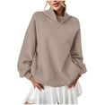 thumbnail image 1 of ITSAME Womens High Neck Sweatshirt, 2025 Fashion Long Sleeve Loose Fit Fall Winter Pullover Tops Khaki 2XL, 1 of 6