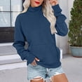 thumbnail image 1 of ITSAME Womens High Neck Sweatshirt, Casual Pullover Soft Comfort Long Sleeve Fall Winter Basic Tops Blue M, 1 of 6