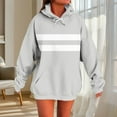 thumbnail image 1 of ITSAME Womens Hooded Sweatshirt, Mid-Length Striped Loose Casual Pullover Fashion Hoodie Gray XL, 1 of 5