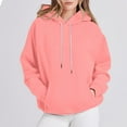 thumbnail image 1 of ITSAME Womens Hoodie, Loose Fit with Pocket Fashion Solid Color Pullover Hooded Sweatshirt Pink S, 1 of 7