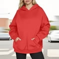 thumbnail image 1 of ITSAME Womens Hoodie with Pocket, Loose Fashion Solid Color Long Sleeve Fall Winter Pullover Tops Red M, 1 of 6