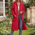 thumbnail image 1 of ITSAME Womens Knee Length Jackets, Loose Fit with Pockets Zip Up Fashion Hooded Sweatshirt Outwear Red M, 1 of 6