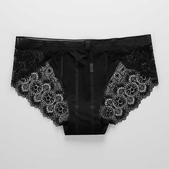 ITSAME Womens Lace Cheeky Panties Breathable Stretch Comfortable Low Rise Underwear Black Size M