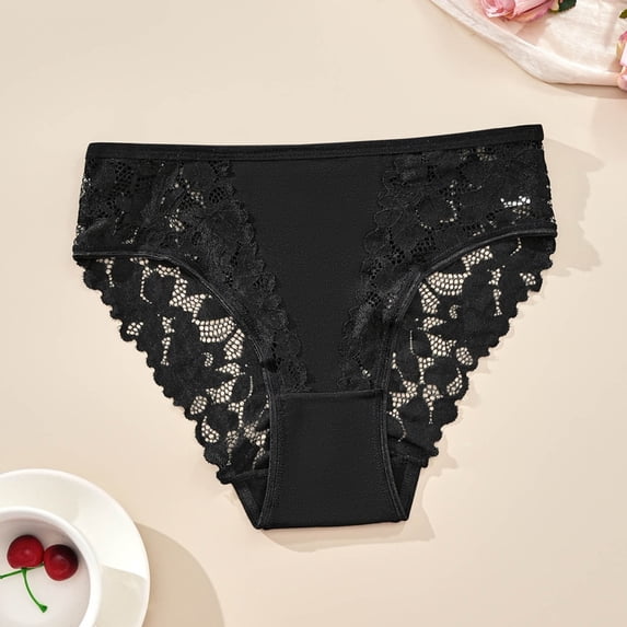 ITSAME Womens Lace Cheeky Underwear Mesh Breathable Stretch High Waist Plus Size Panties Black Size 3XL