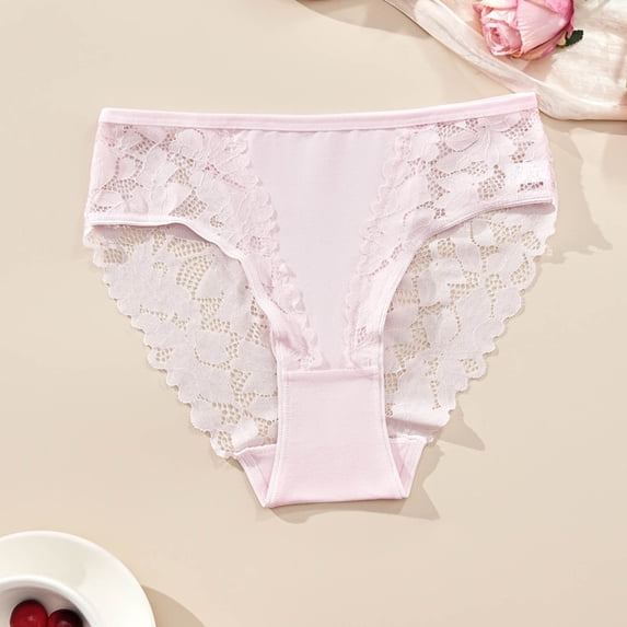 ITSAME Womens Lace Cheeky Underwear Mesh Breathable Stretch High Waist Plus Size Panties Pink Size XL