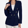 thumbnail image 1 of ITSAME Womens Lined Double Breasted Blazer Notched Lapel Long Sleeve Casual Suit Jacket with Pockets Navy Size S, 1 of 9