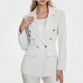 thumbnail image 1 of ITSAME Womens Lined Double Breasted Blazer Notched Lapel Long Sleeve Casual Suit Jacket with Pockets White Size 2XL, 1 of 2