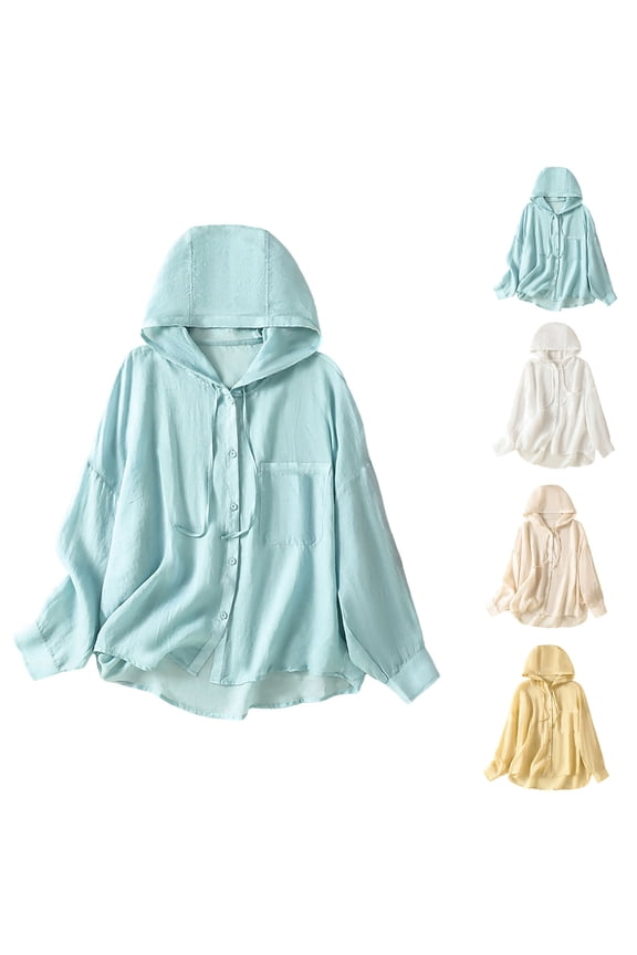 Womens Linen Cotton Hooded Jacket Sun Protection Button Up Cardigan Lightweight Casual Coat Yellow Size 2XL