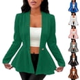 thumbnail image 1 of ITSAME Womens Long Sleeve Coat Open Front One-Button Ruffle Hem Ladies Fashion Casual Jacket White Size 2XL, 1 of 6