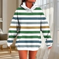 thumbnail image 1 of ITSAME Womens Mid-Length Hoodie, Loose Casual Striped with Pocket Pullover Fashion Hooded Sweatshirt Green L, 1 of 5