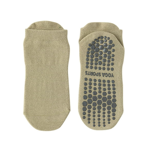 ITSAME Womens Non Slip Grip Socks, Breathable Cotton Stretch Low Cut Yoga Athletic Ankle Socks Army Green Free Size