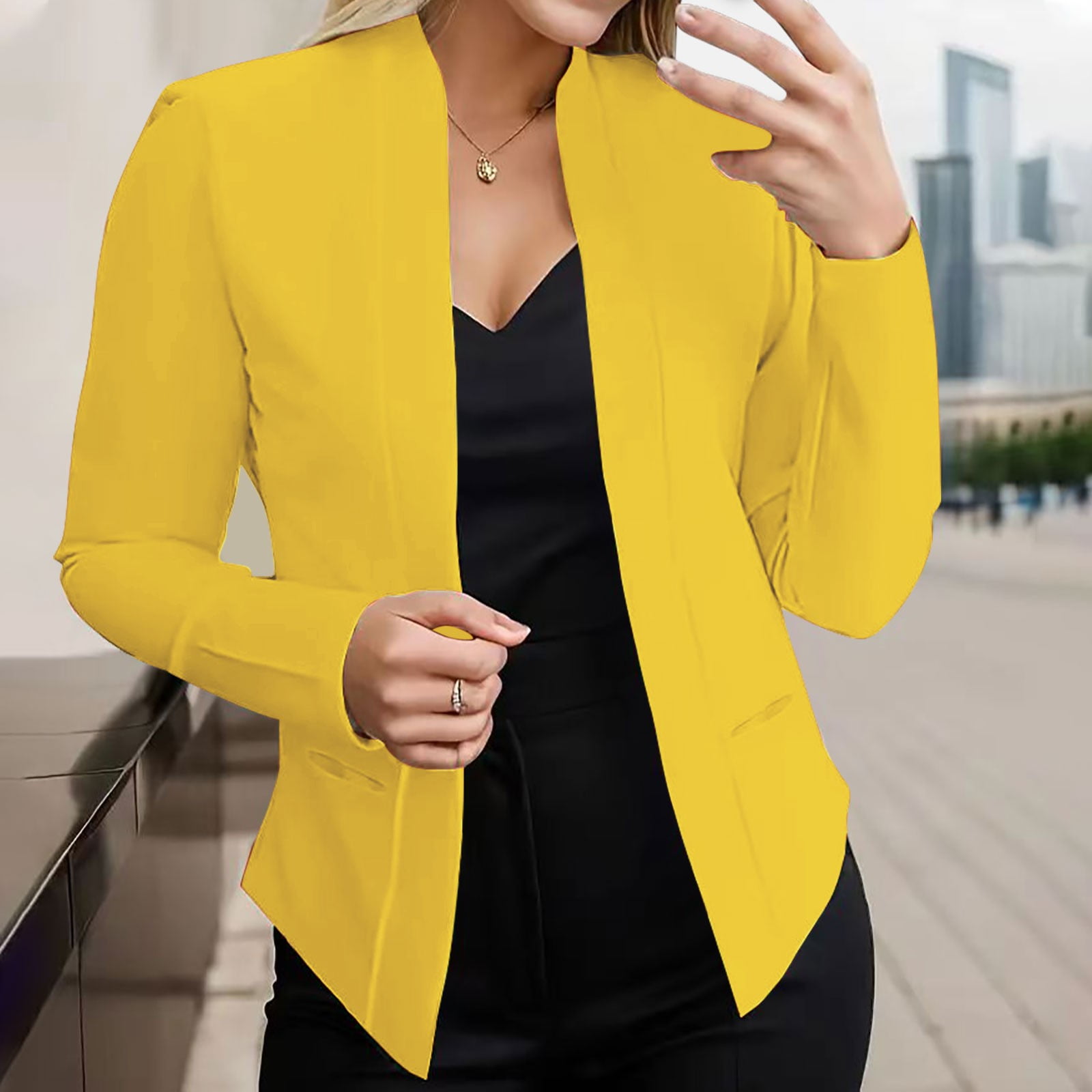 ITSAME Womens Plus Size Blazer, Solid Color Long Sleeve Fashion Fitted ...