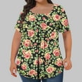 thumbnail image 1 of ITSAME Womens Plus Size Blouse, Floral Tunic Tees Casual Comfy Short Sleeve Summer 2025 Loose Tops Green 3XL, 1 of 4